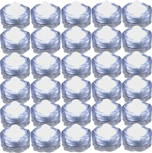 Luces led muy brillantes, sumergibles, color té, para fiestas, bodas, Plástico, Blanco, Paquete de 30