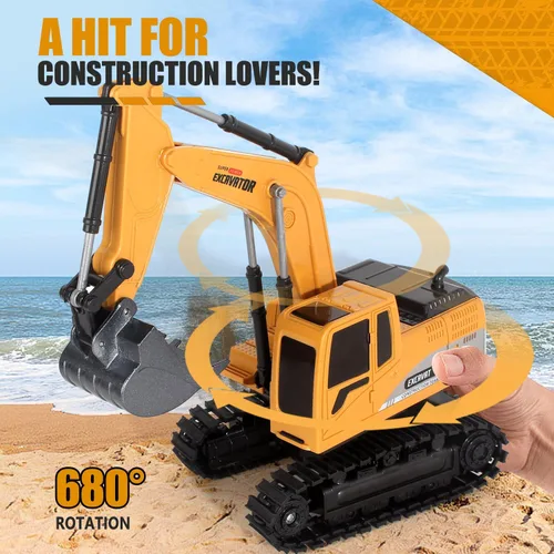 Miniatura 5 de Jiakora Excavadora de juguete a control remoto para niños, juguete de excavadora RC para niños de 3, 4, 5, 6, 7, 8 años, regalo de Navidad