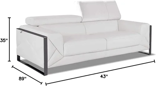 Miniatura 13 de BlackJack Furniture Gianni - Sofá de cuero italiano de grano superior con reposacabezas ajustables de 9 posiciones, patrón geométrico contemporáneo