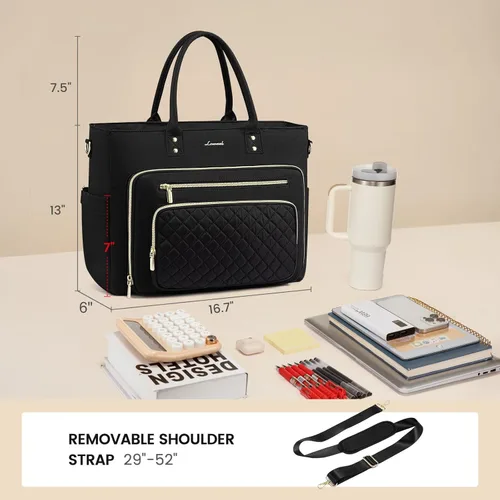 Miniatura 8 de LOVEVOOK Bolsa Tote para Maestras para Mujeres Trabajo, Bolsa para Laptop Bolsa Tote de Trabajo Bolsas de Enfermera Con Portavasos Grande, Maletín