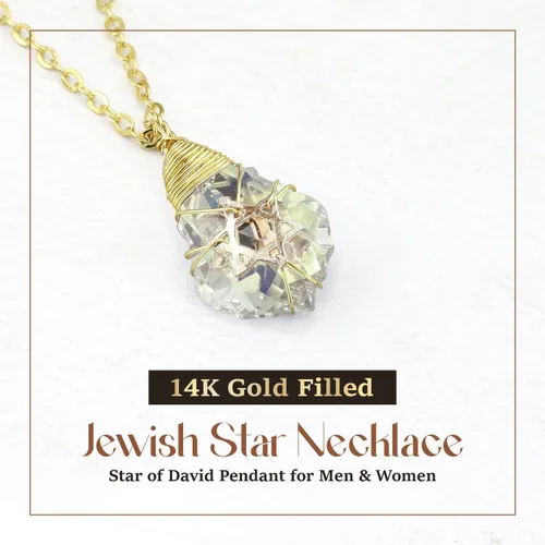 Miniatura 2 de Collar de estrella de David para mujeres y hombres, collar de estrella judía relleno de oro de 14 quilates, collar de Israel