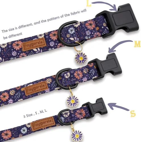 Miniatura 3 de Faygarsle Collar de Perro Floral para Niñas y Perras Hembras Collar de Mascota Suave y Elegante con Diseño de Flores Collar de Perro Morado Ideal