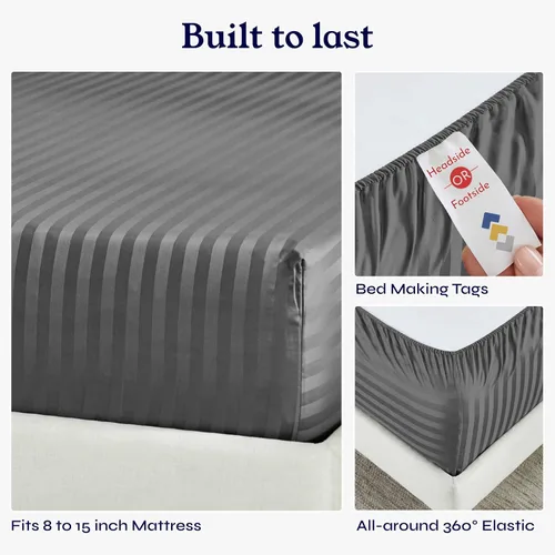 Miniatura 7 de Sábanas de algodón tamaño King dividido para cama ajustable, satén de algodón 100% con 500 hilos, ajuste ceñido, juego con sábanas bajeras Twin-XL