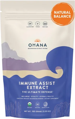 Ohana - Extracto de asistencia inmunológica, suplemento orgánico de hongos integrales USDA, mezcla de 7 hongos cultivados en Estados Unidos, sin