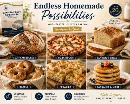 Miniatura 6 de Cultures for Health Cultura Iniciadora Estilo Masa Madre de San Francisco Pan Artesanal Casero Reliquia, sin OGM Mezcla de Pan de Cultivo Vivo