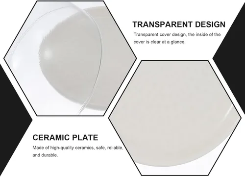 Miniatura 9 de Angoily Cloche - Plato de cerámica con cúpula de cristal para tartas con tapa de cúpula, soporte de exhibición de queso con cubierta de vidrio