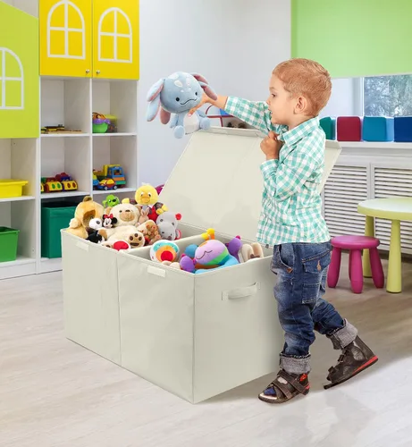 Miniatura 2 de Sorbus Baúl de juguetes con tapa abatible, almacenamiento plegable para niños, para guardería, sala de juegos, armario, organización del hogar