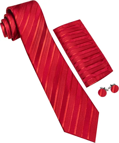 Miniatura 372 de Barry.Wang Juego de corbatas para hombre, corbata de seda a rayas, tejido a cuadros, gemelos formales, negocios, boda