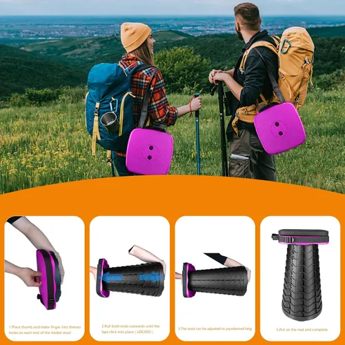 Miniatura 4 de Taburete plegable para acampar con cojín, taburete plegable portátil con bolsa de nailon, taburete plegable para adultos portátil, carga máxima