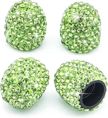 Miniatura 40 de 8 PCS Tapas de Válvula de Vástago de Neumático con Diamantes de Cristal Brillante, Tapas de Válvula de Neumático de Coche a Prueba de Polvo Blanco