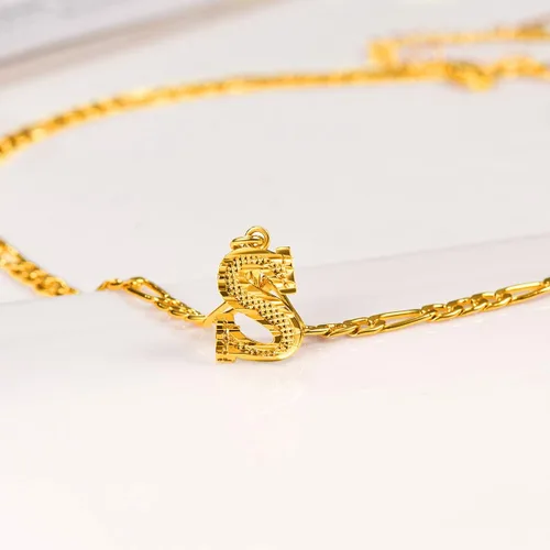 Miniatura 6 de FOCALOOK Collares de letra inicial de oro para hombres, adolescentes y niños, chapado en oro de 18 quilates, cadena de letra inicial A-Z, 16 pulgadas