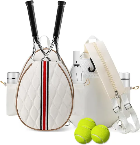 Bolsas de tenis con capacidad para 2 raquetas para mujeres y hombres, mochila de tenis cruzada y bolsa de hombro para raqueta, bolsillo aislado,