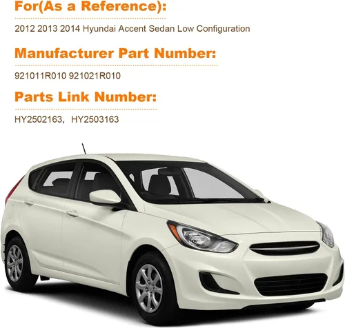 Miniatura 2 de Para 2012 2013 2014 Hyundai Accent (8 pines) Conjunto de faros halógenos izquierdo lado del conductor carcasa negra lente transparente sin DRL