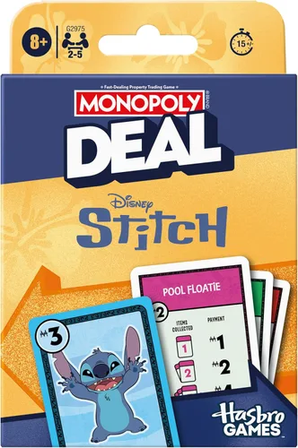 Monopoly Deal: Edición Disney Stitch - Juego de cartas | Basado en Lilo & Stitch de Disney | Juegos de Disney para niños oficialmente licenciados |