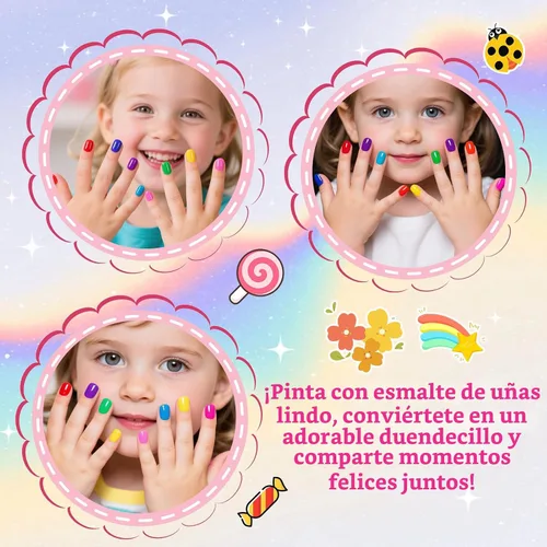 Miniatura 3 de Juego de Esmalte de Uñas de Secado Rápido para Niños, Esmalte de Uñas No Tóxico para Niños Pequeños, Esmalte para Uñas de las Manos Despegable a