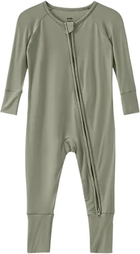 Miniatura 29 de Pijama de viscosa de bambú sin pies para niños y niñas, pijamas con cremallera para dormir y jugar, mameluco - 0-24 meses