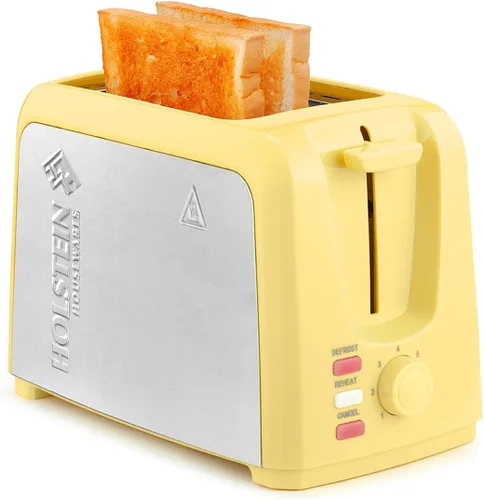 Miniatura 10 de Holstein Housewares Tostadora de 2 rebanadas con 7 ajustes de tostado, ranuras extra anchas, recalentamiento, descongelación, cancelación