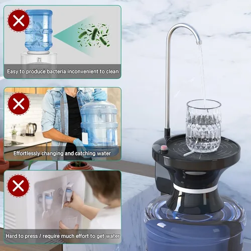 Miniatura 3 de Bomba dispensadora de agua automática recargable USB - para jarras de 1 a 5 galones, bomba de botella de agua eléctrica sin manos para el hogar