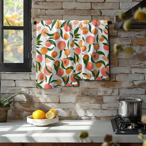 Miniatura 8 de Giwawa Juego de 2 toallas de mano de color naranja melocotón, toalla de cara con diseño de frutas, bonito diseño brillante y colorido, toalla facial