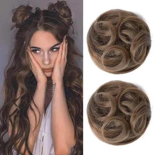 Miniatura 39 de REECHO Piezas de cabello Space Bun, 2 extensiones de moño mini con clip de pinza en extensiones de moño falsas de orejas de gato y desordenadas
