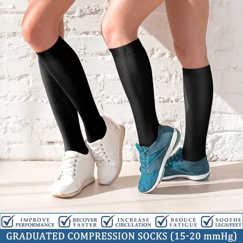 Miniatura 2 de FEYHAY Calcetines de compresión de cobre (3 pares) de 15-20 mmHg de circulación es la mejor atlética y diaria para hombres y mujeres, correr