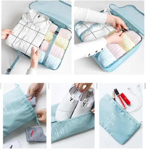 Miniatura 4 de Bycc Bynn Cubos de equipaje para maleta, bolsas de almacenamiento de equipaje, 8 unidades (beige)