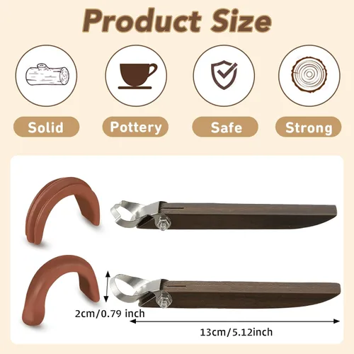 Miniatura 2 de Therwen 2 piezas de espátula de escultura, herramienta de tallado de cerámica, forma de mango de taza de cerámica, herramienta extrusora de arcilla