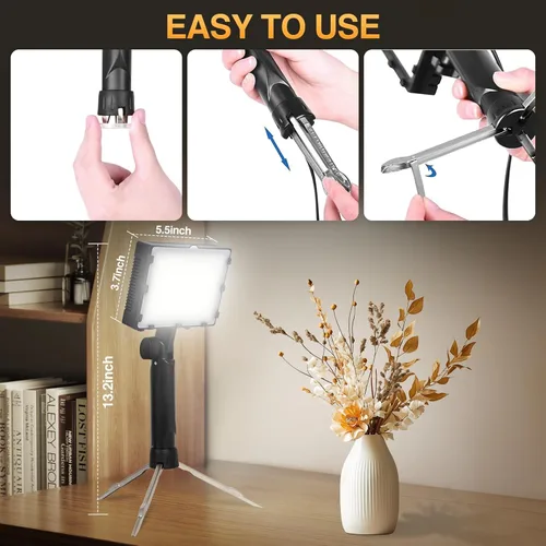 Miniatura 7 de EMART Kit de iluminación portátil continua de 60 LED para fotografía de mesa, cámara fotográfica, grabación de video, lámpara de luz de estudio