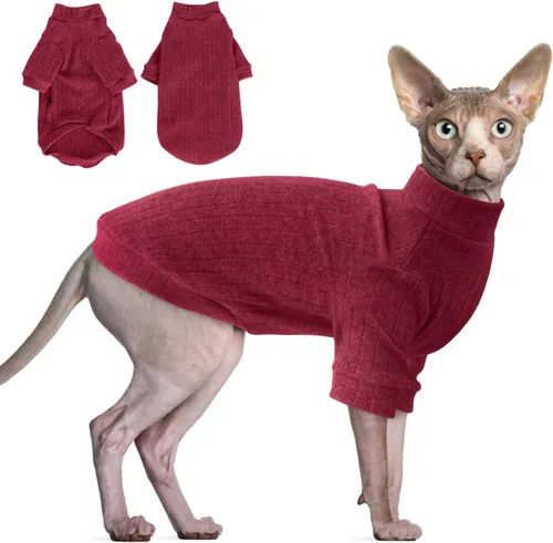 Miniatura 12 de Idepet Sphynx Suéter Camisa para Gatos sin Pelo Gatitos Ropa Suave para Cachorros Pullover Pijamas Lindas para Gatos Mono de Algodón Vestimenta