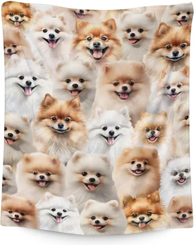 Miniatura 14 de Manta de Pomerania para niñas, tamaño de regazo de 30 x 40 pulgadas, manta de felpa suave y mullida, manta rosa para perro para sala de estar
