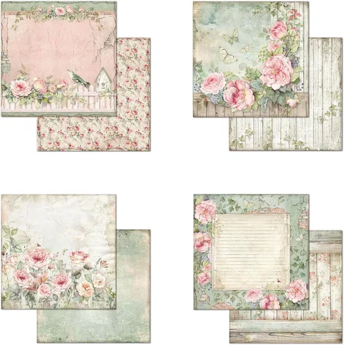 Miniatura 4 de STAMPERIA INTERNATIONAL, KFT Scrapbooks - Bloc de papel de 8 x 8 pulgadas, 10 unidades, rosa de casa, 20.3 x 20.3 (8 x 8 pulgadas), multicolor