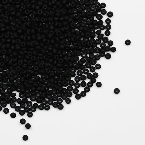 Miniatura 19 de Tamaño 6/0 - Cuentas de semillas de vidrio para manualidades de 0.157 in, cuentas negras para la fabricación de joyas