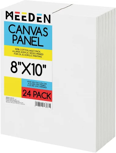 Miniatura 10 de MEEDEN Paquete de 12 tableros de lona 100% algodón para pintar, paneles de lienzo en blanco de 5 x 7 pulgadas para pintura al óleo y acrílica
