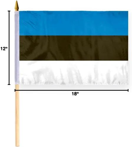 Miniatura 2 de AGAS - Bandera de Estonia de 12 x 18 pulgadas - 24 pulgadas, poste de madera, 100% poliéster, doble costura, bandera nacional de Estonia