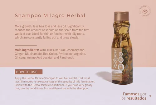 Miniatura 2 de Shampoo de Romero Milagros - Productos colombianos para el cuidado del cabello para el crecimiento natural, fortalecimiento y reparación, juego