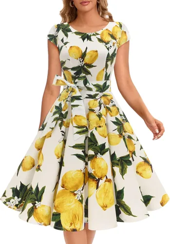 Miniatura 51 de Dressystar - Vestidos clásicos de fiesta con mangas casquillo, estilo Rockabilly y retro de la década de 1950