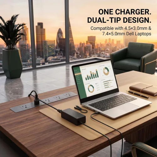 Miniatura 2 de Cargador para portátil de 65 W compatible con Dell Inspiron Latitude, 0.177 in/0.291 in 65W Adapter with 4.5mm & 7.4mm Dual Tips. Compatible with