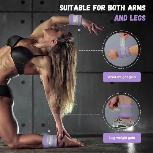 Miniatura 5 de NEALFIT Pesas de tobillo para hombres, mujeres y niños, pesas para piernas, brazos y muñecas con correa ajustable para correr, gimnasia, aeróbica