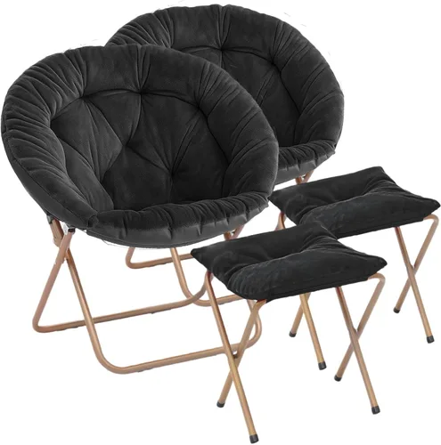 Miniatura 14 de Magshion Silla plegable para adultos con otomana, silla de lectura circular para dormitorio, sala de estar y dormitorio, asiento decorativo cómodo