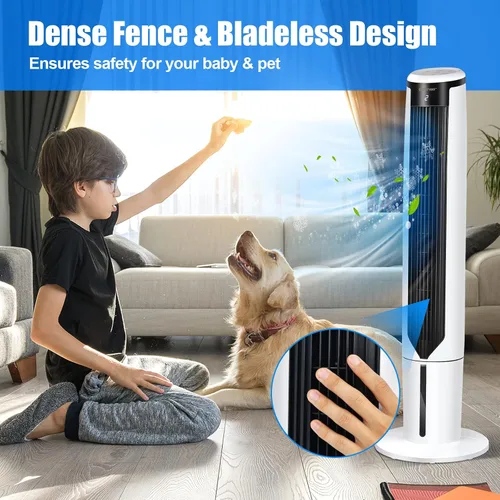 Miniatura 3 de COSTWAY Enfriador de aire evaporativo, enfriador de aire oscilante portátil de 41 pulgadas con control remoto, 3 modos, 3 velocidades, pantalla LED
