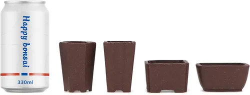 Miniatura 7 de Happy Bonsai Macetas sin esmaltar, 4 unidades, mini suculentas, 2.0 in, color natural