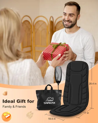 Miniatura 8 de Snailax - Masajeador de espalda con calor, cojín de masaje para silla con 10 motores, almohadilla de masaje para silla para uso en el hogar