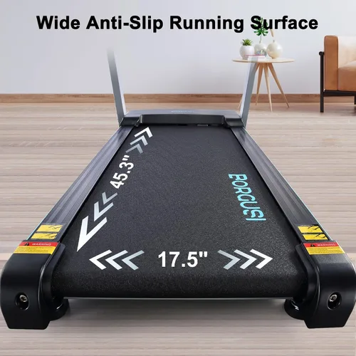 Miniatura 3 de BORGUSI Treadmill with 12% Auto Incline - 300 LBS Capacity Running Machine with 17.5 Wide Belt, 3HP Folding Electric Treadmills with Bluetooth Negro