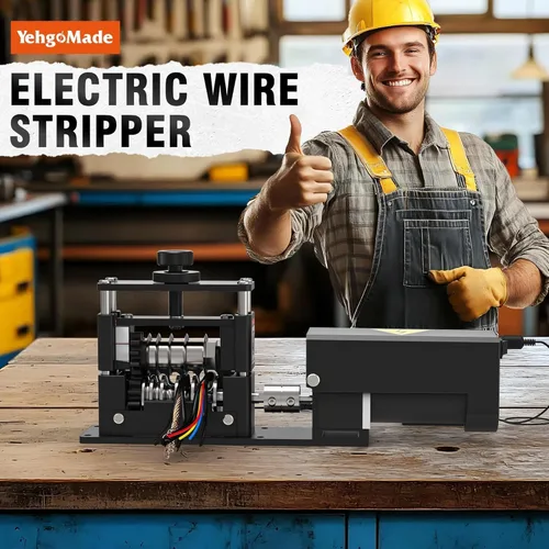 Miniatura 7 de Máquina peladora automática de cables con motor mejorado, herramienta de pelado de cables eléctricos con 6 canales y 5 cuchillas de carburo para un