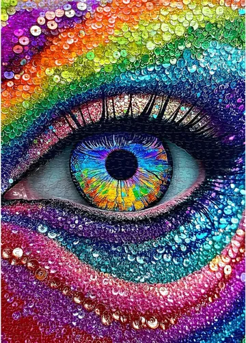 Miniatura 9 de Impossible Puzzles para adultos de 1000 piezas, diseño de diamantes de cristal degradado colorido de ojos con temática de arte abstracto, difícil