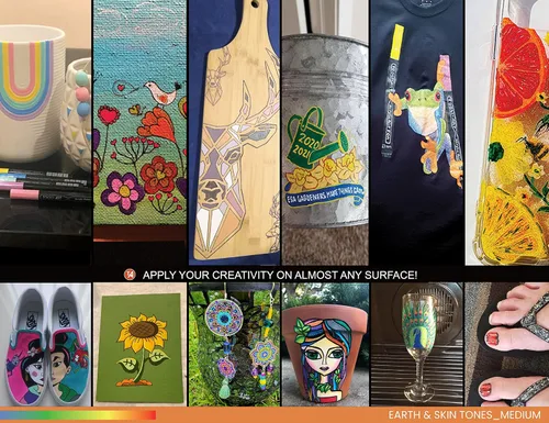 Miniatura 8 de 36 rotuladores de pintura acrílica TOOLI-ART tonos naturales de la piel y de la tierra para pintura de rocas, lienzo, tazas, vidrio, plástico