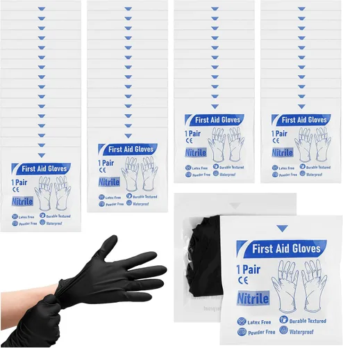 Miniatura 8 de Chicingyou 30 pares de guantes de emergencia desechables empaquetados individualmente, guantes de viaje para trauma, guantes esenciales de nitrilo