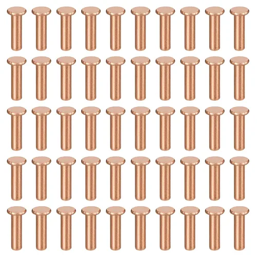 Miniatura 6 de uxcell 100 remaches sólidos de cobre, remaches metálicos de cabeza plana de 1/8 x 5/32 pulgadas para aplicaciones eléctricas, suministros de trabajo
