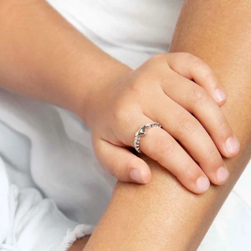 Miniatura 3 de 925 Sterling Silver Stunning Clear Cubic Zirconia Beautiful Heart Ring for Children to Preteens - Cute and Fashionable Round CZ Rings for Young