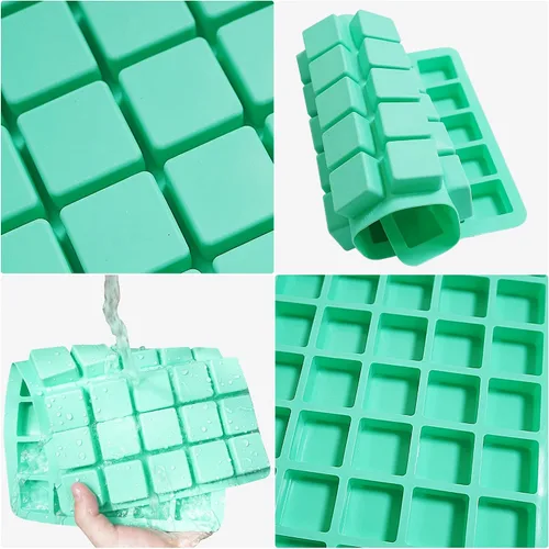 Miniatura 4 de Paquete de 2 moldes cuadrados de silicona para chocolate, moldes de silicona para caramelo de 40 cavidades para chocolate, cubitos de hielo